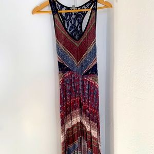 High low patterned boho long dress